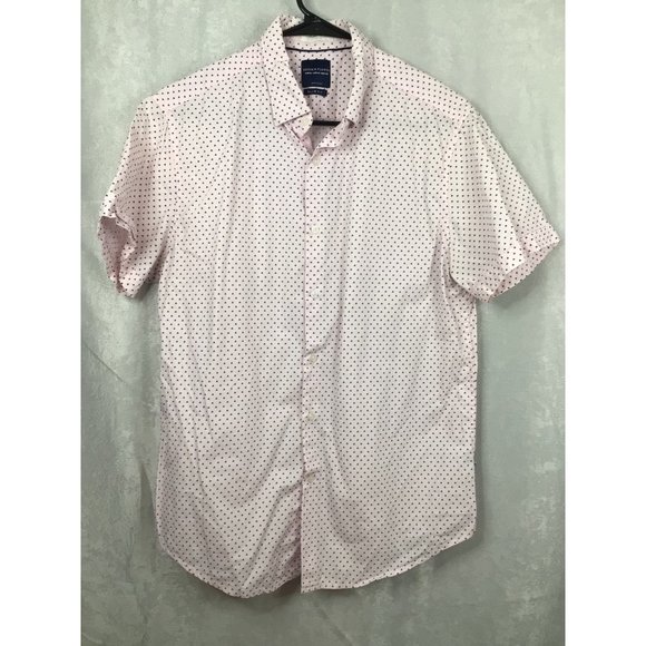 Denim & Flower Men's Slim Fit Short Sleeve Button Up Size Medium Pink - Picture 1 of 12
